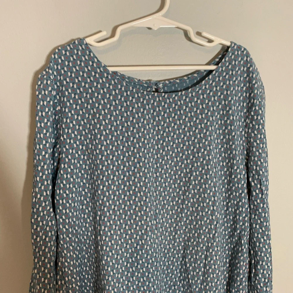 5/$25 Old‎ Navy Kids Blue Geometric Print Long Sleeve Dress Size L 10 12